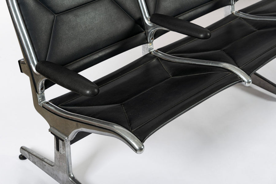 Mid Century Eames for Herman Miller Black Tandem Sling Seating 1990s