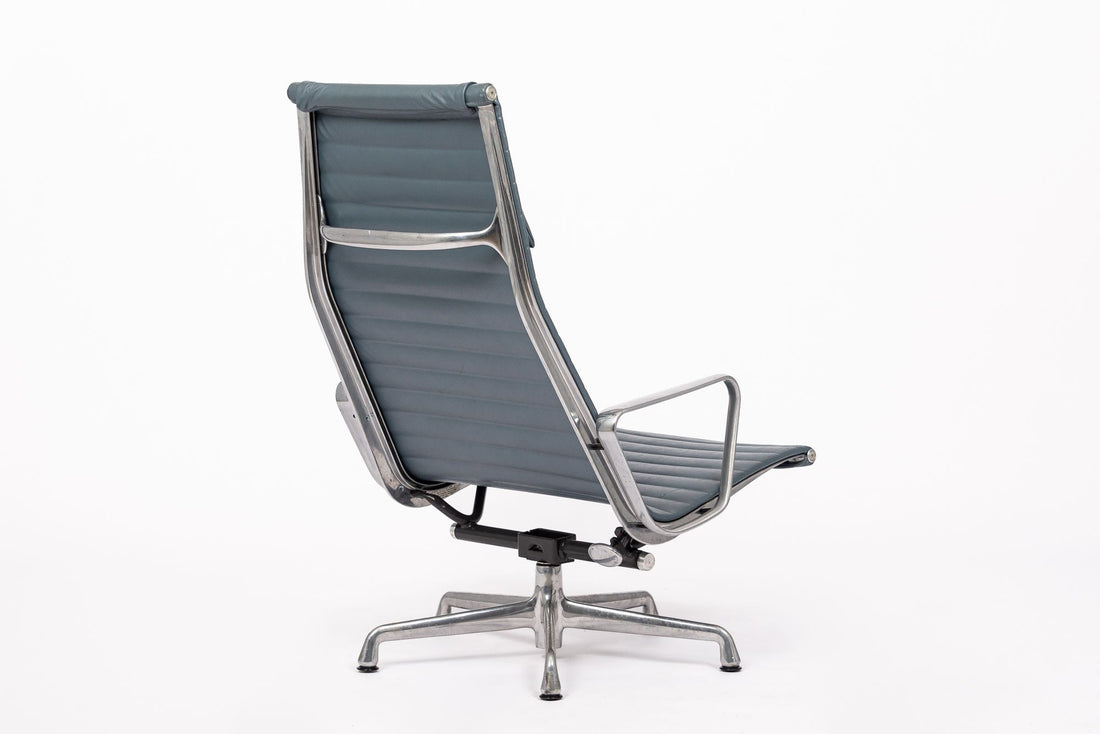 Eames Herman Miller Blue Gray Leather Office Lounge Chair - 2 Available