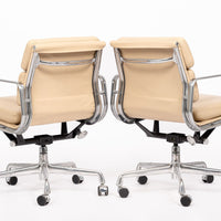 Eames for Herman Miller Cream Leather Office Chair Pair 2000s