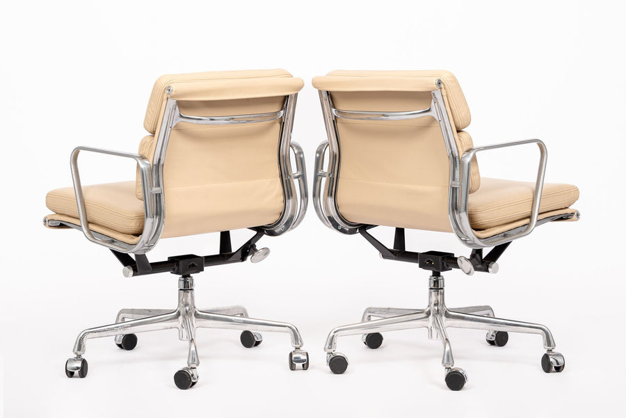 Eames for Herman Miller Cream Leather Office Chair Pair 2000s