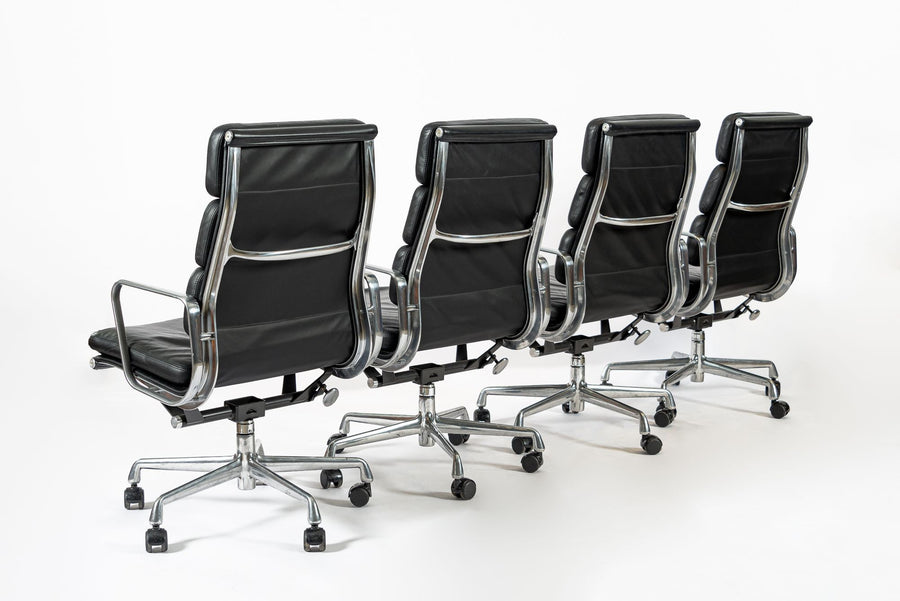 Authentic Eames Herman Miller Tall Black Leather Office Chairs 2001