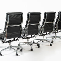 Authentic Eames Herman Miller Tall Black Leather Office Chairs, 2001 - Set of 4