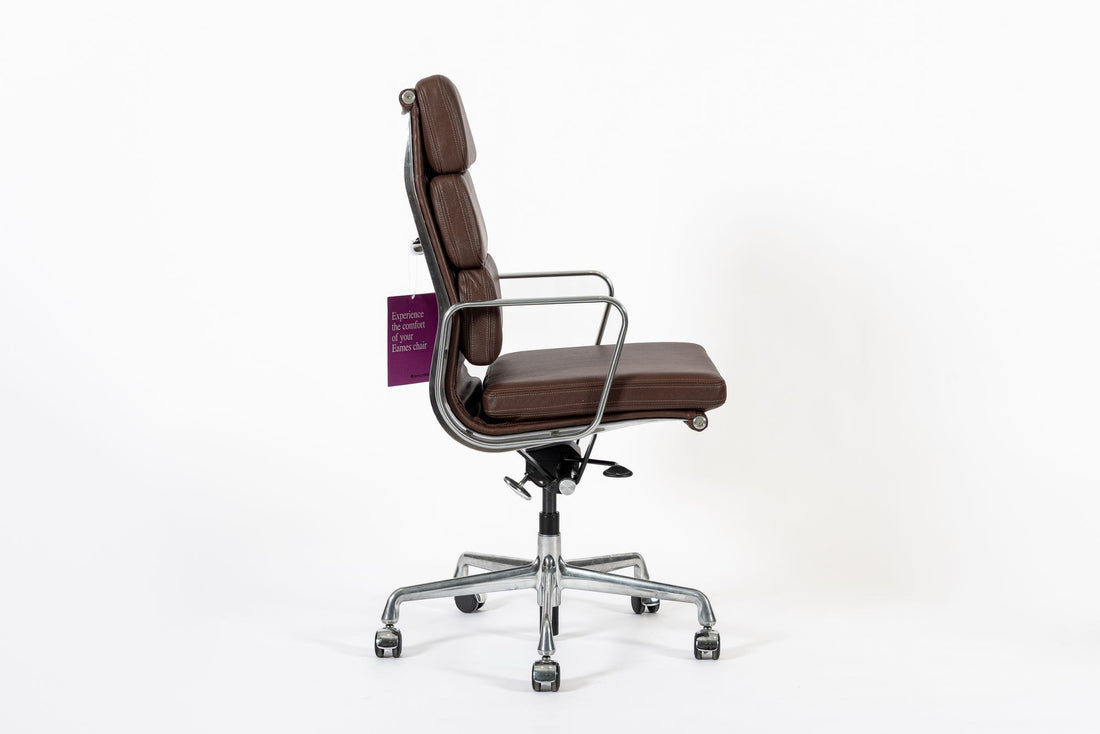 Herman Miller Eames Tall Brown Leather Desk Chair Soft Pad