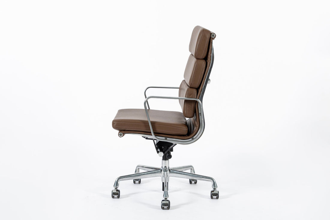 Eames for Herman Miller Tall Brown Leather Desk Chair Soft Pad