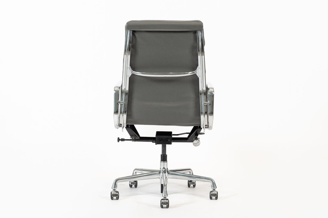 Herman Miller Eames Aluminum Group Tall Gray Leather Office Chair Soft Pad