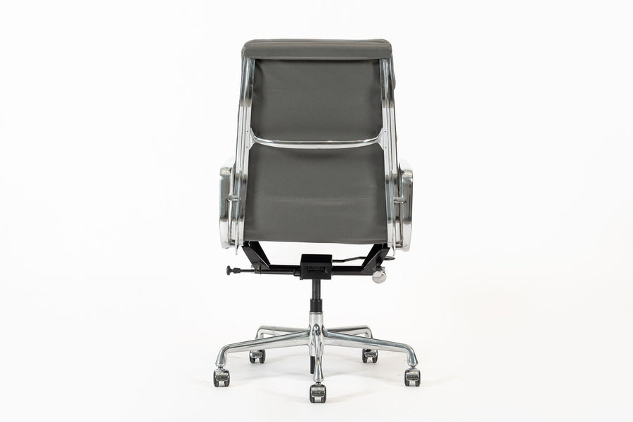Herman Miller Eames Aluminum Group Tall Gray Leather Office Chair Soft Pad