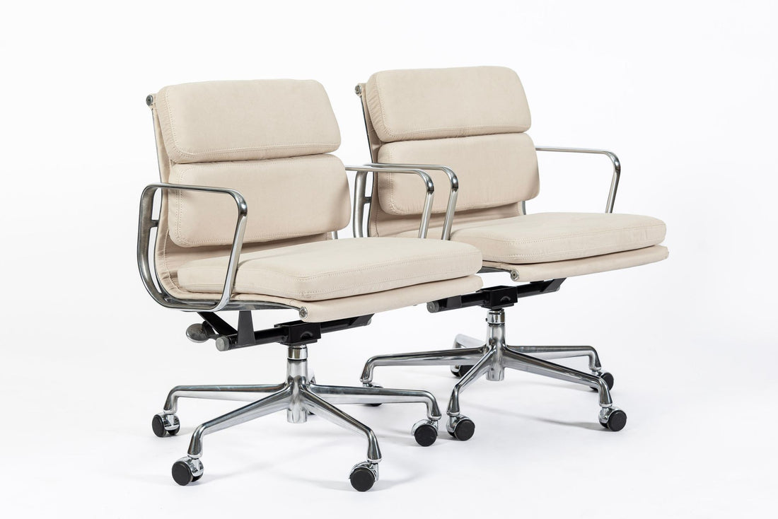 Eames for Herman Miller Cream Tan Office Chairs in Schumacher VEGAN Suede