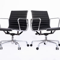 Eames for Herman Miller Black Leather Desk Chairs Thin Pad