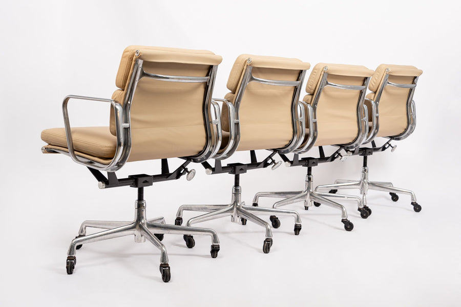 Eames Herman Miller Tan Leather Desk Chairs 2000s Set of 4