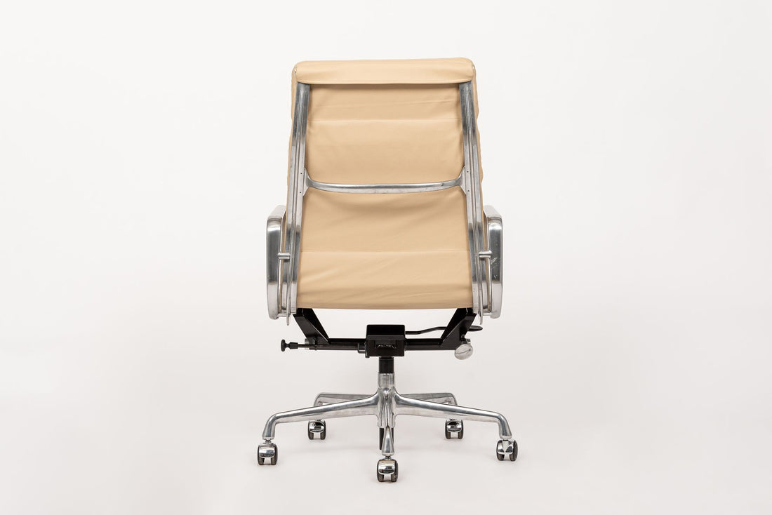 Eames Herman Miller Tall Cream Leather Office Chair Aluminum Group