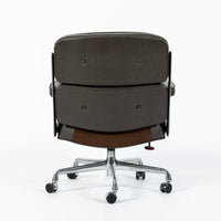 Eames Time Life Executive Lobby Chair for Herman Miller, Dark Gray Leather Office Desk Chair, 1988