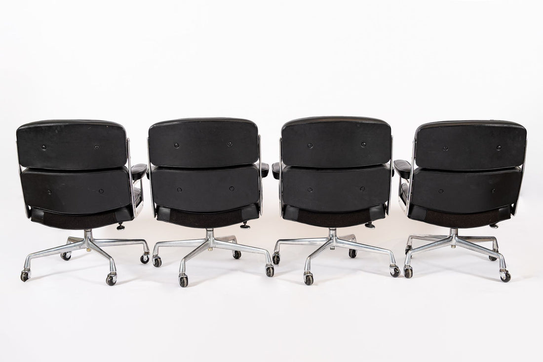Eames for Herman Miller Time Life Black Leather Office Chairs 1980s