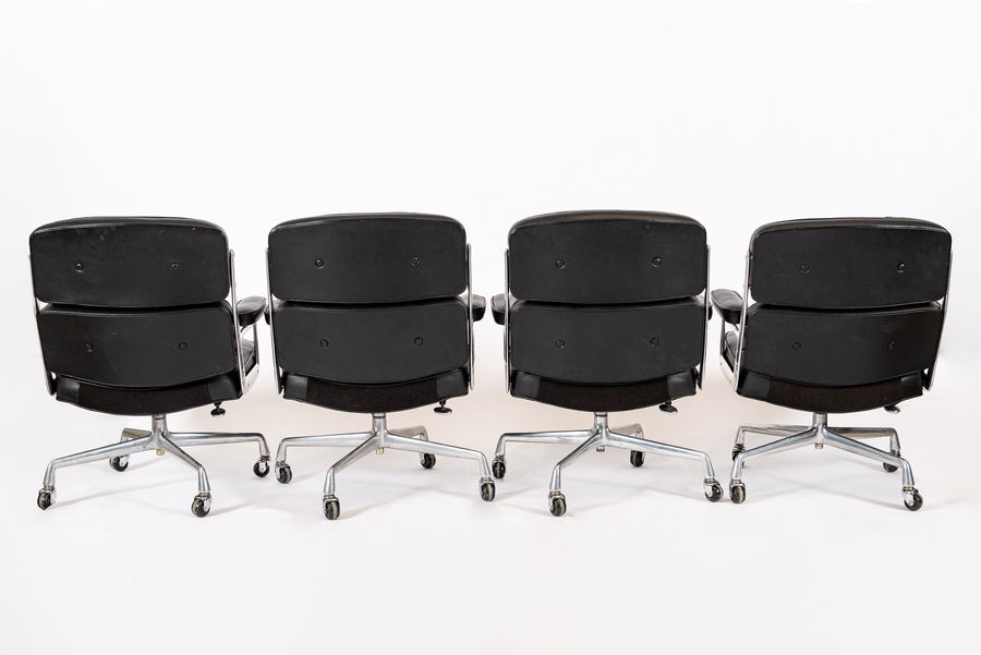 Eames for Herman Miller Time Life Black Leather Office Chairs 1980s