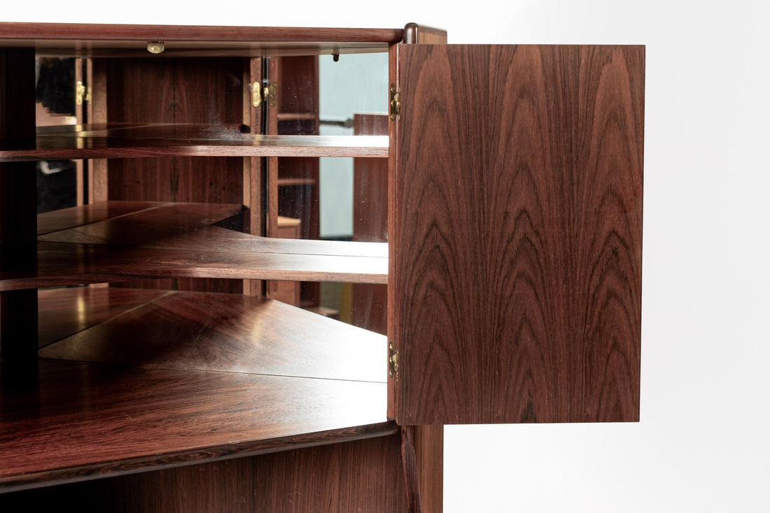 Mid Century Danish Rosewood Corner Bar Cabinet 1960s