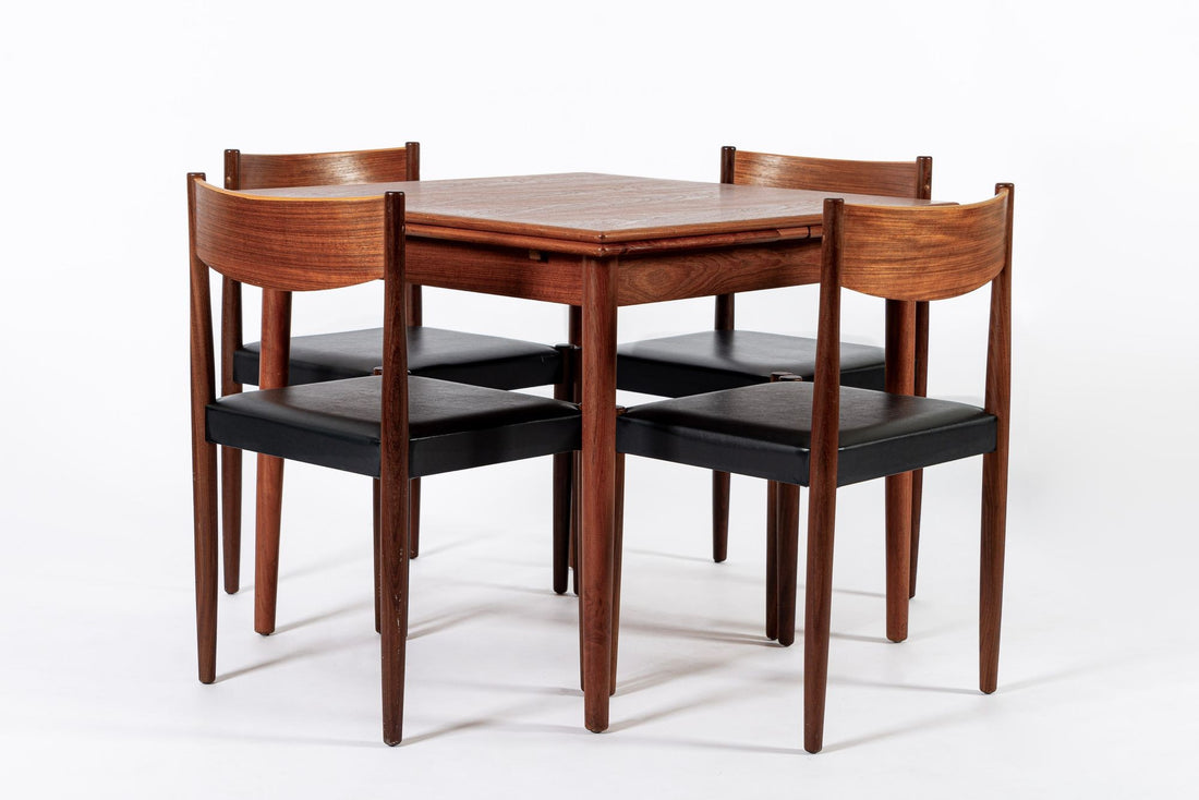 Mid Century Danish Teak Dining Table and Chair Set by Poul Volther for Frem Rojle