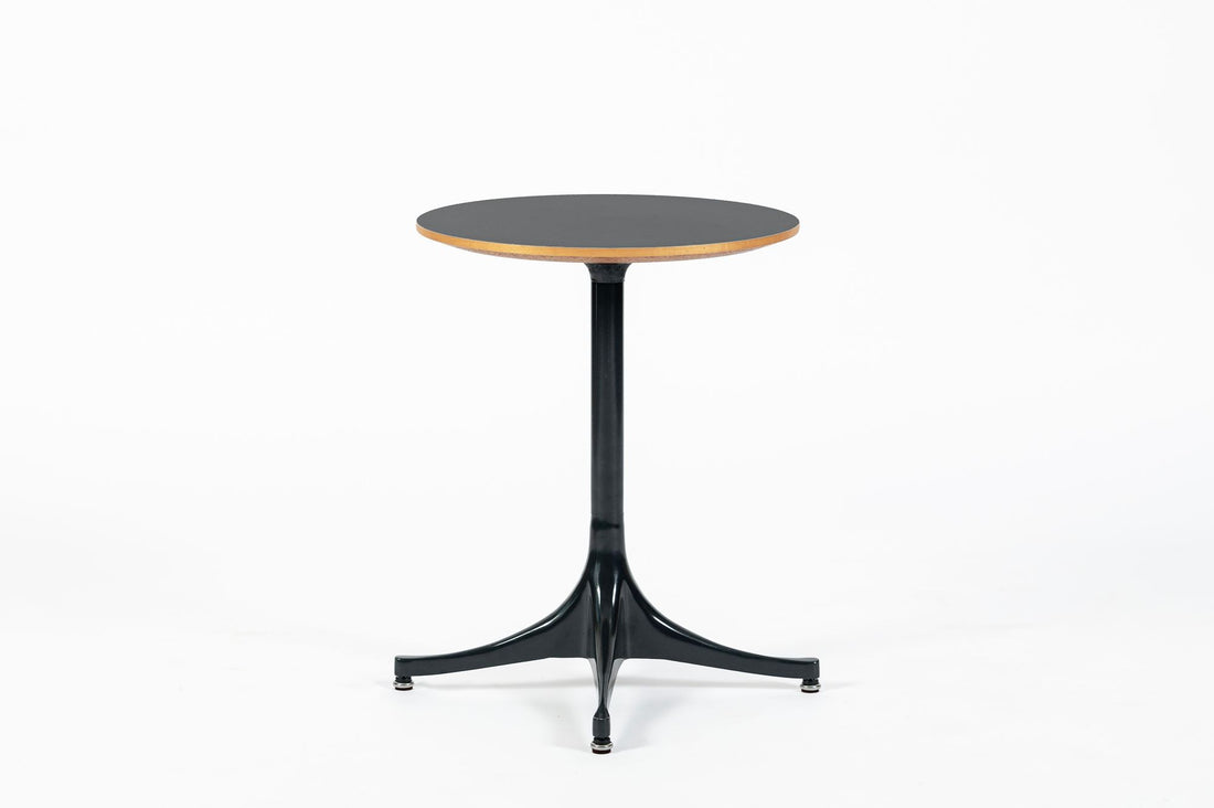 Mid Century George Nelson Pedestal Side Table for Herman Miller Black Laminate