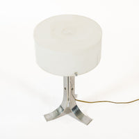 Vintage Mid Century Silver & White Acrylic Shade Table Lamp