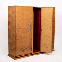 Antique French Art Deco Birdseye Maple Wardrobe Cabinet by Gouffé