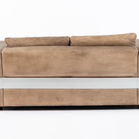 Mid Century German Distressed Brown Leather Sofa in the Style of Robert Haussmann