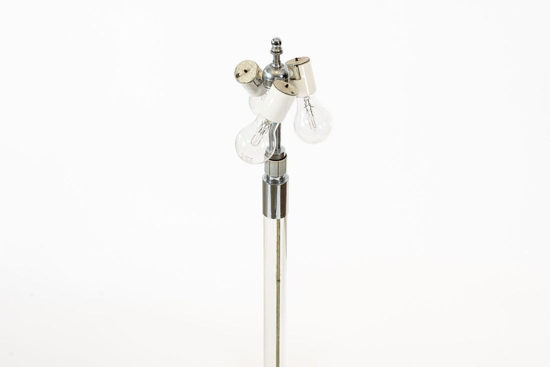 Vintage Mid Century Glass Column & Chrome Floor Lamp by Hansen