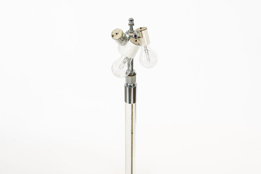 Vintage Mid Century Glass Column & Chrome Floor Lamp by Hansen