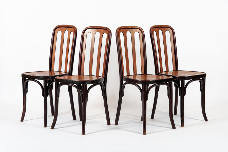 Antique Bentwood Bistro Cafe Chairs by Josef Hoffman for Thonet
