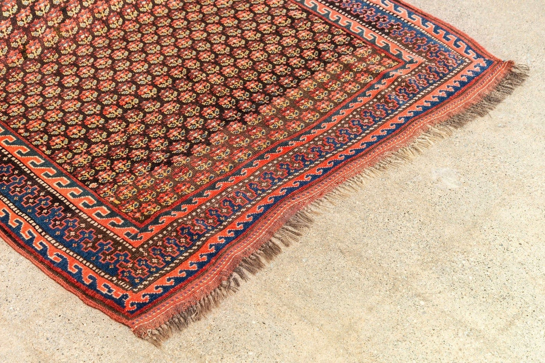 Antique Handmade Kurdish Red and Pink Floor Rug Runner 6x11