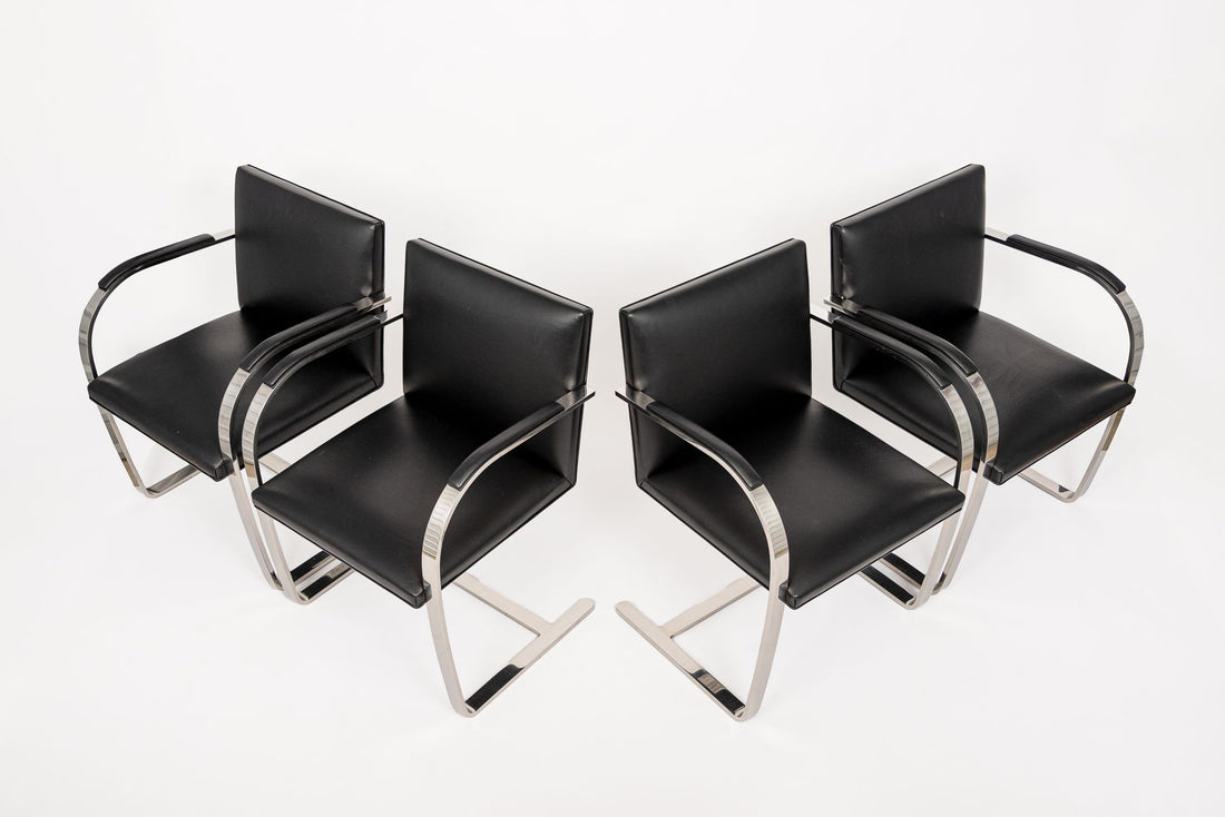 Mid Century Black Brno Chairs by Mies van der Rohe for Knoll 12 Available