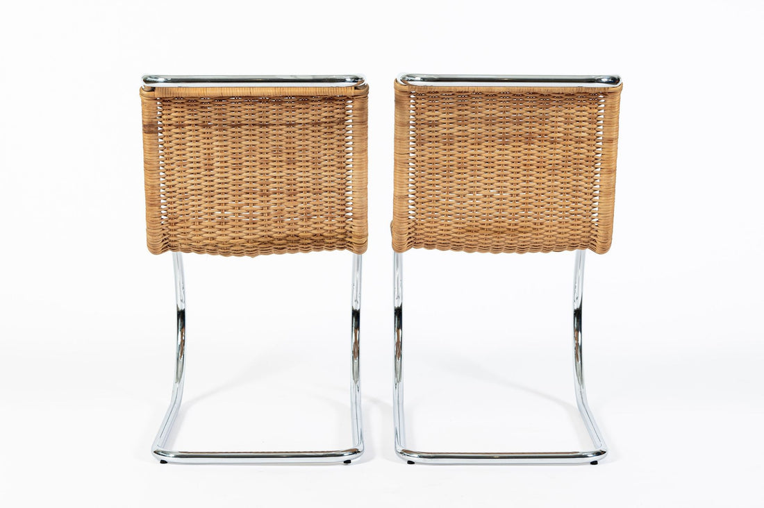Mies van der Rohe MR10 Cane and Chrome Cantilever Dining Chairs for Stendig, Bauhaus Pair