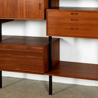 Early Production George Nelson OMNI Three-Bay Modular Walnut Wall Unit by Structural Products, Circa 1961