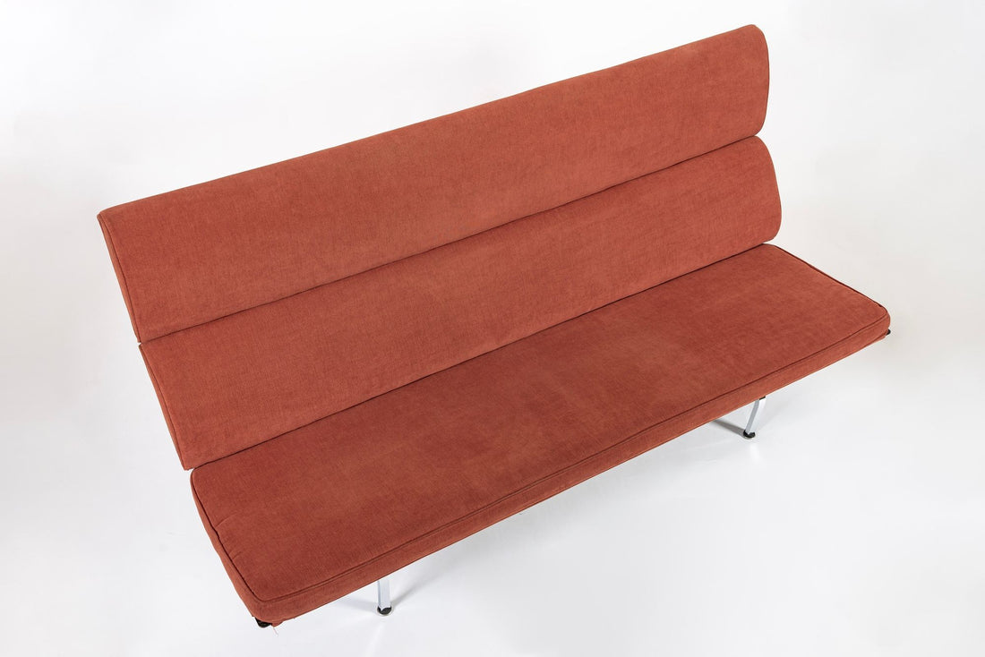 Mid Century Orange Sofa Compact by Eames for Herman Miller