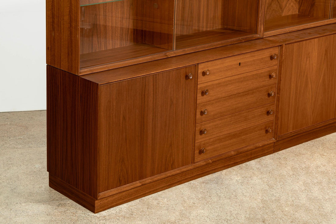 Pair of Swedish Mid-Century Modern Teak Bookcase Display Cabinets, 1960s