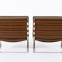 Pair Vintage Brown Tugendhat Lounge Chairs by Mies van der Rohe for Knoll 1960s