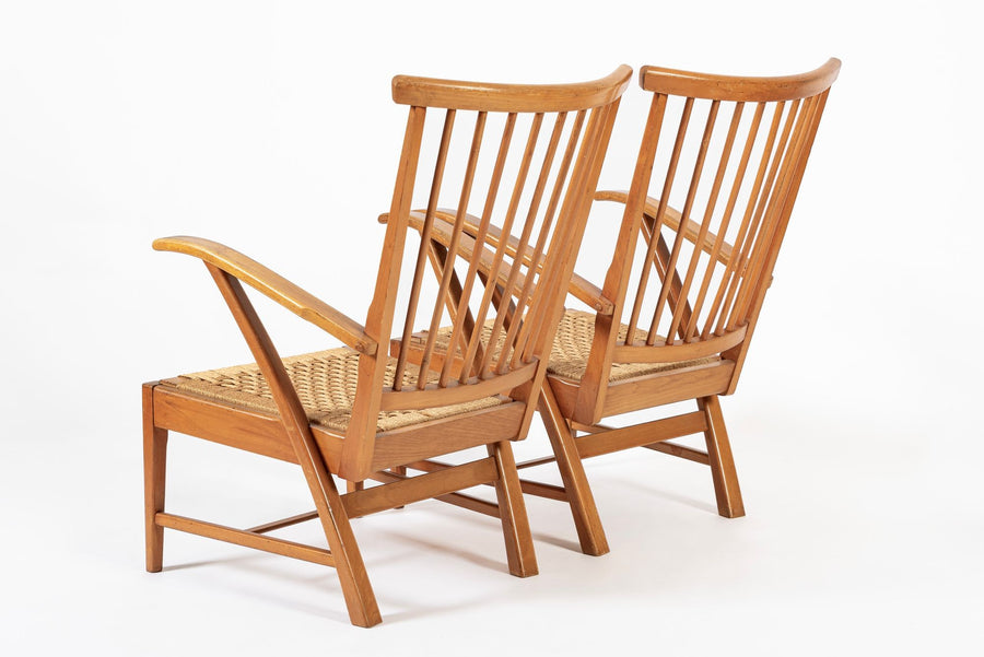 Vintage Mid Century Dutch Wooden Lounge Chairs by Vero Stoel