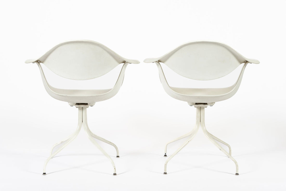 Mid Century White Swag Chairs by George Nelson for Herman Miller