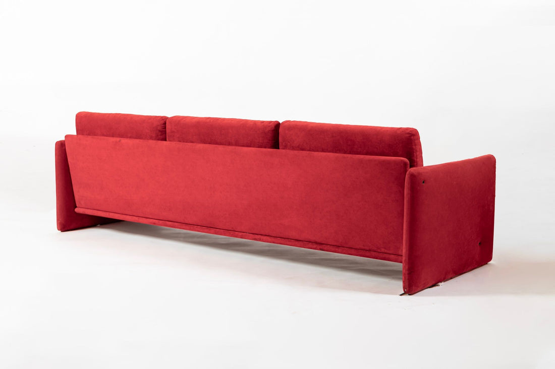 Vintage Italian Modern Red Simone Sofa by Simon International, Italy, Circa 1972