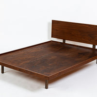 Vintage Mid-Century Walnut Wood Platform Bed by Richard Artschwager (attr.) 1950s