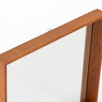 Vintage Mid Century Square Teak Wood Hanging Wall Mirror