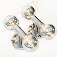 Vintage Mid Century Silver Chrome Wall Sconce Lights by Sonneman