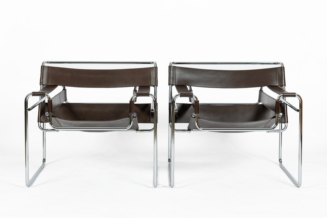 Pair of Mid Century Brown Wassily Chairs by Marcel Breuer for Stendig, 1960s, Labeled