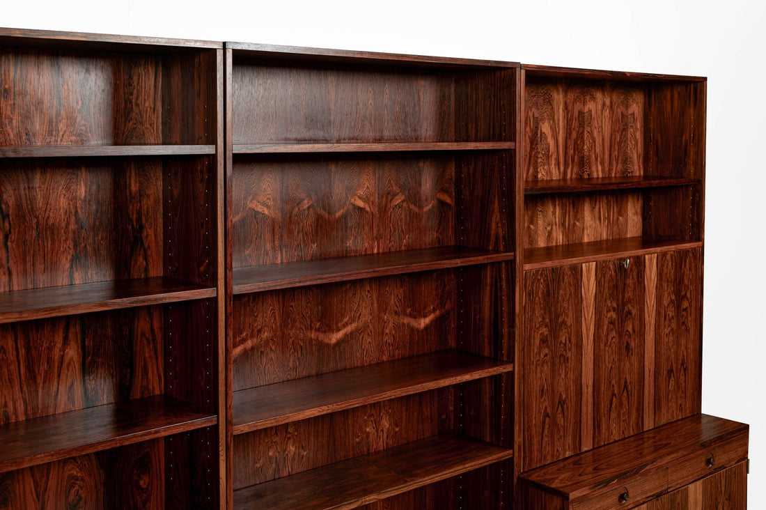 Mid-Century Swedish Rosewood Bookcase Dropdown Wall Unit by Bertil Fridhagen for Bodafors, 1960s