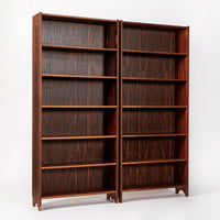 Pair of Mid Century Scandinavian Modern Tall Rosewood Bookcases