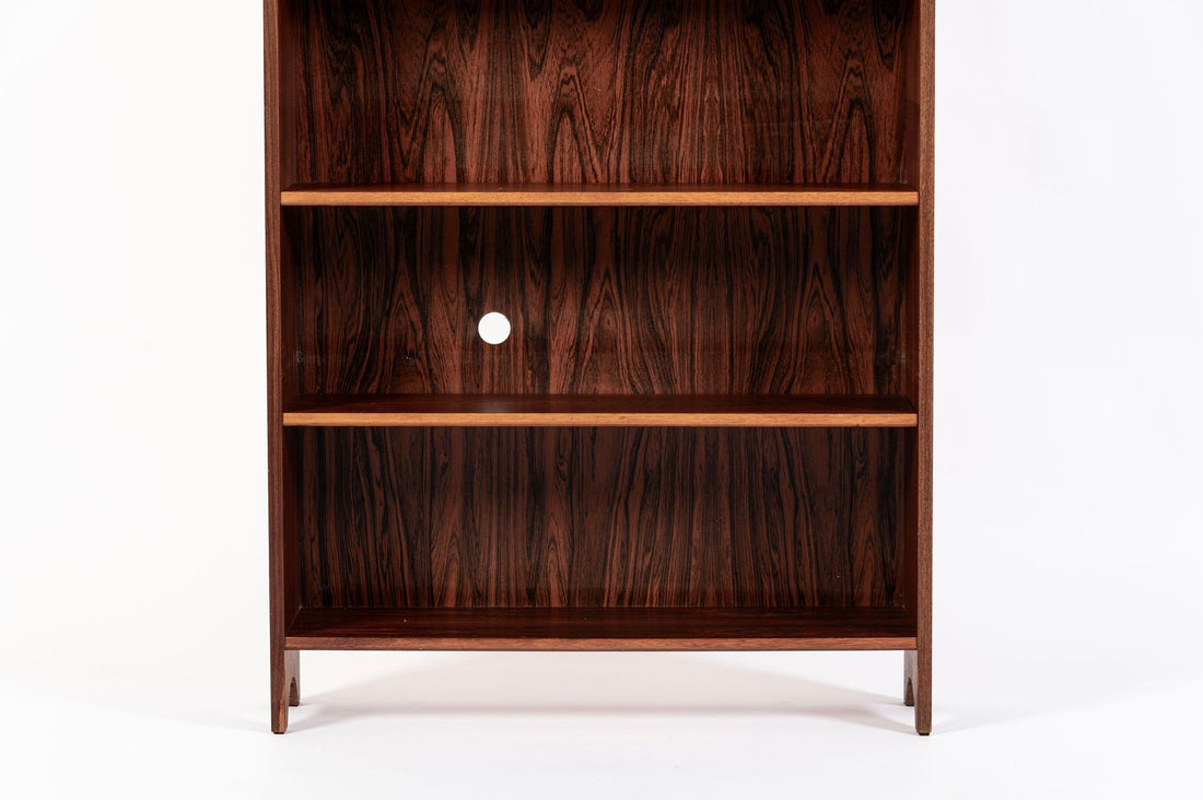 Mid Century Rosewood Bookcase, Scandinavian Tall Display Shelf, 3 Avail