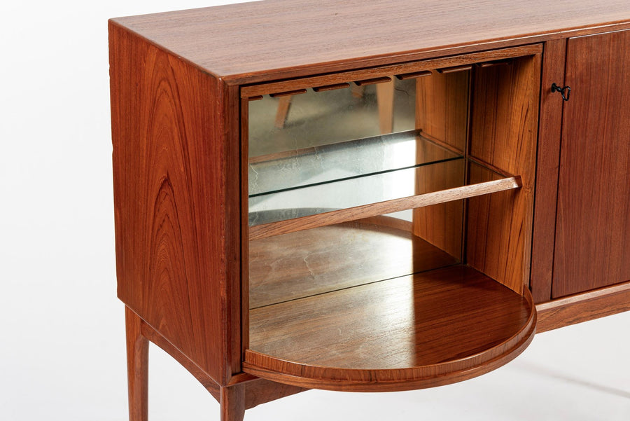 Mid Century Teak Bar Cabinet with Lazy Susan by Fredrik Kayser (attr.)