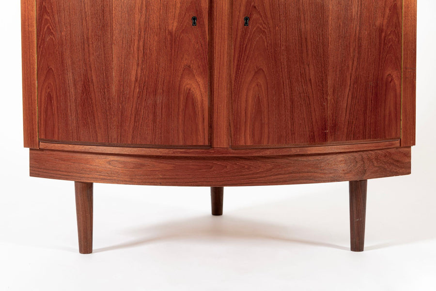 Mid Century Danish Modern Teak Wood Corner Cabinet 1960s