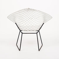 Mid Century White & Black Diamond Wire Chair by Bertoia for Knoll