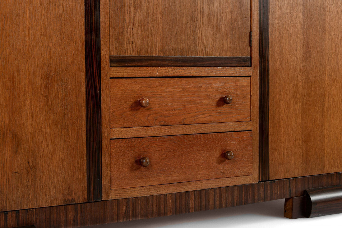 Antique German Art Deco Armoire Wardrobe Cabinet 1930s