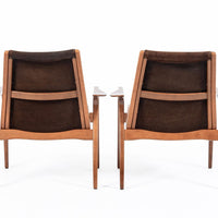 Pair Mid-Century Swedish Brown Lamino Lounge Chairs by Yngve Ekström for Swedese