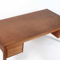 Large Mid Century Danish Modern Mahogany Wood Executive Desk, 2 Matching Avail
