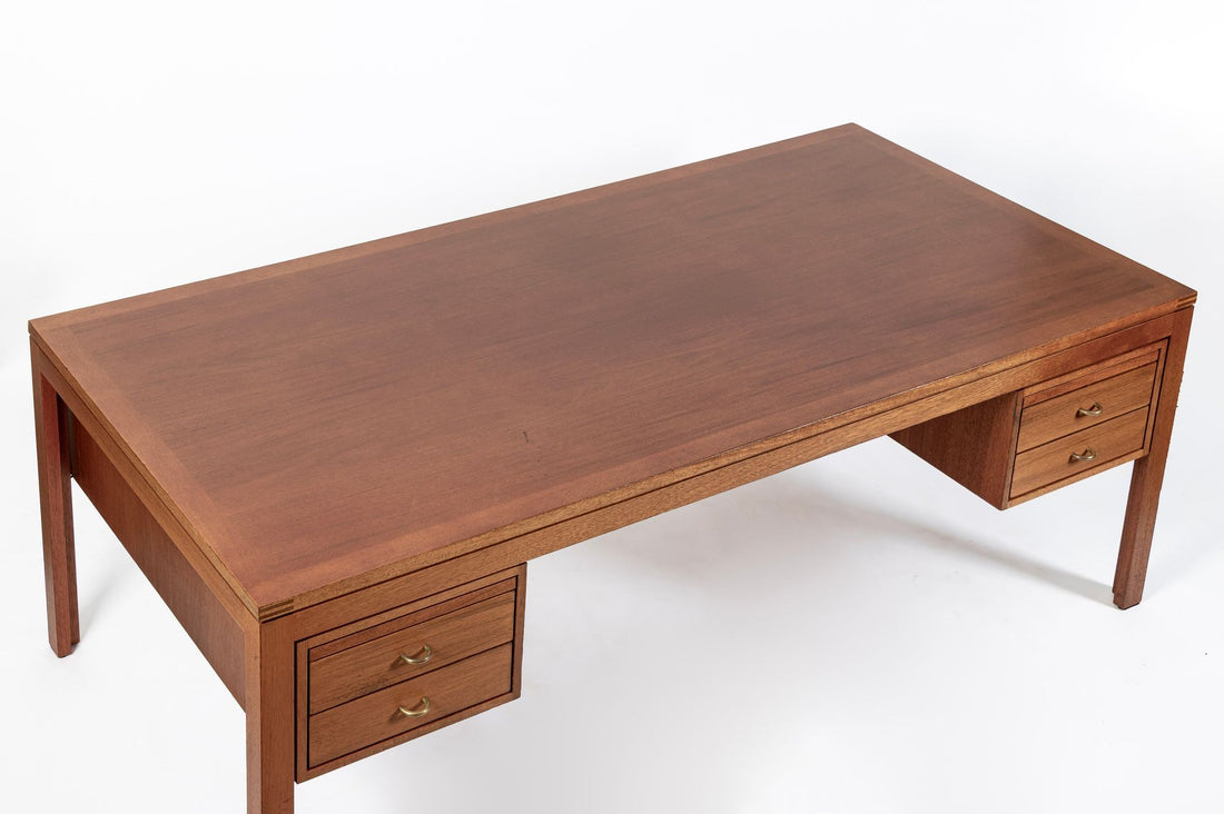 Danish Mahogany Executive Desk by Søborg Møbler, Mid Century Modern Desk, 2 Matching Avail